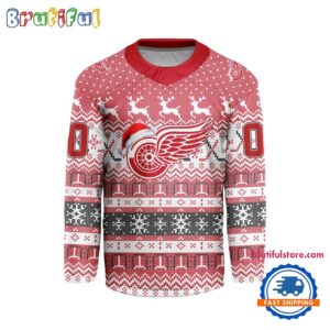 Detroit Red Wings 2026 NHL Christmas Personalized Hockey Jersey Design