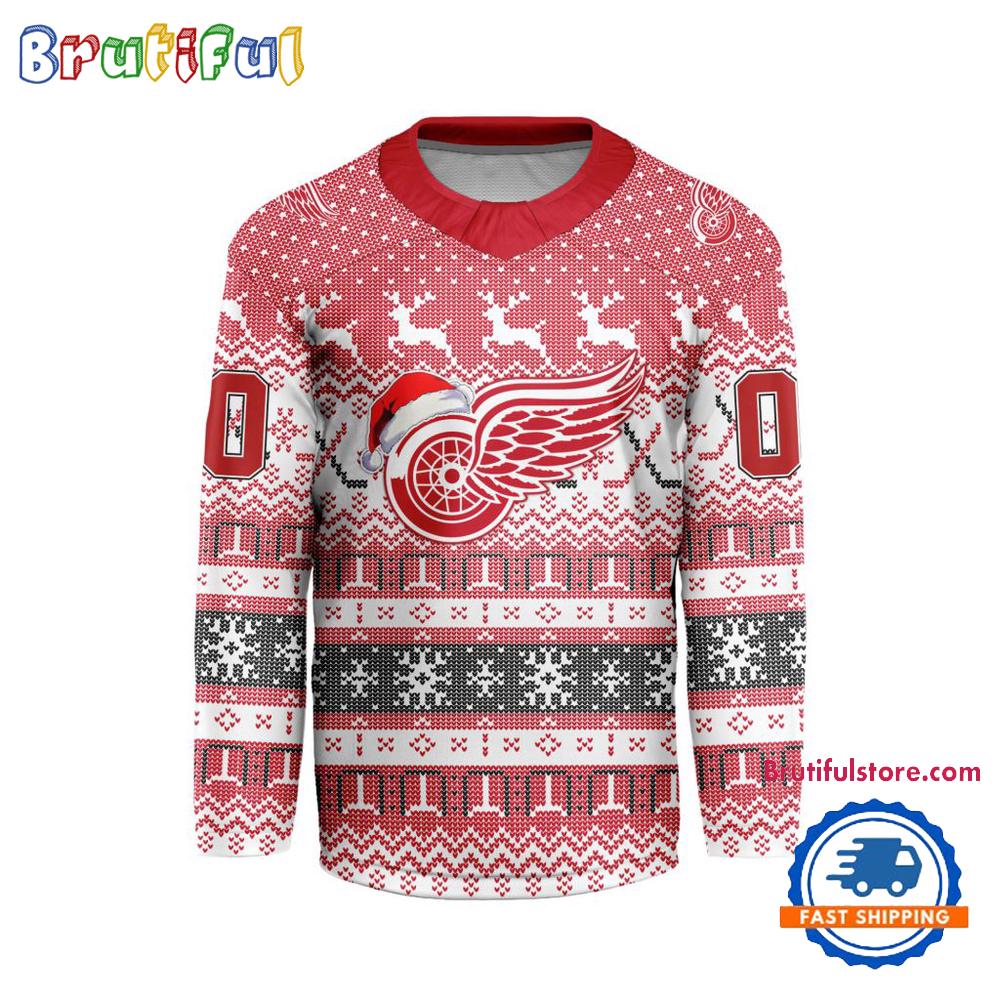 Detroit Red Wings 2026 NHL Christmas Personalized Hockey Jersey Design Detroit Red Wings 2026 NHL Christmas Personalized Hockey Jersey Design