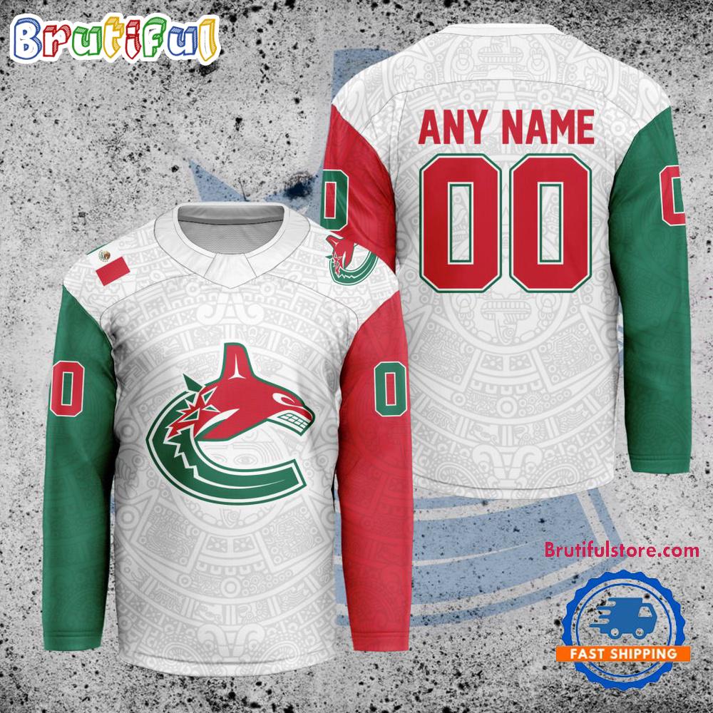 NHL Vancouver Canucks Personalized Mexican Heritage Hockey Jersey NHL Vancouver Canucks Personalized Mexican Heritage Hockey Jersey
