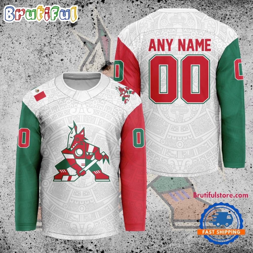 NHL Arizona Coyotes Personalized Mexican Heritage Hockey Jersey NHL Arizona Coyotes Personalized Mexican Heritage Hockey Jersey