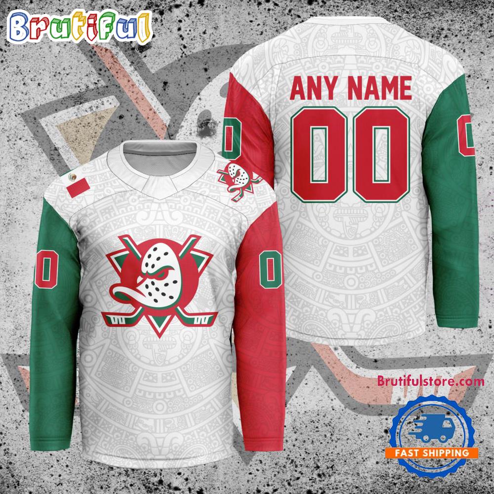 NHL Anaheim Ducks Personalized Mexican Heritage Hockey Jersey NHL Anaheim Ducks Personalized Mexican Heritage Hockey Jersey