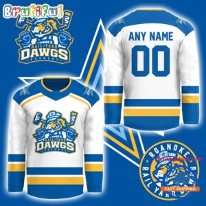 Roanoke Rail Yard Dawgs 2026 New Logo Custom White Hockey Jersey