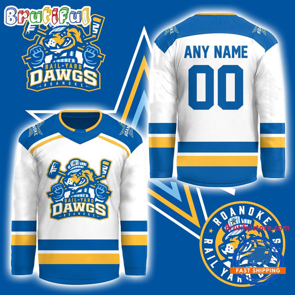 Roanoke Rail Yard Dawgs 2026 New Logo Custom White Hockey Jersey Roanoke Rail Yard Dawgs 2026 New Logo Custom White Hockey Jersey