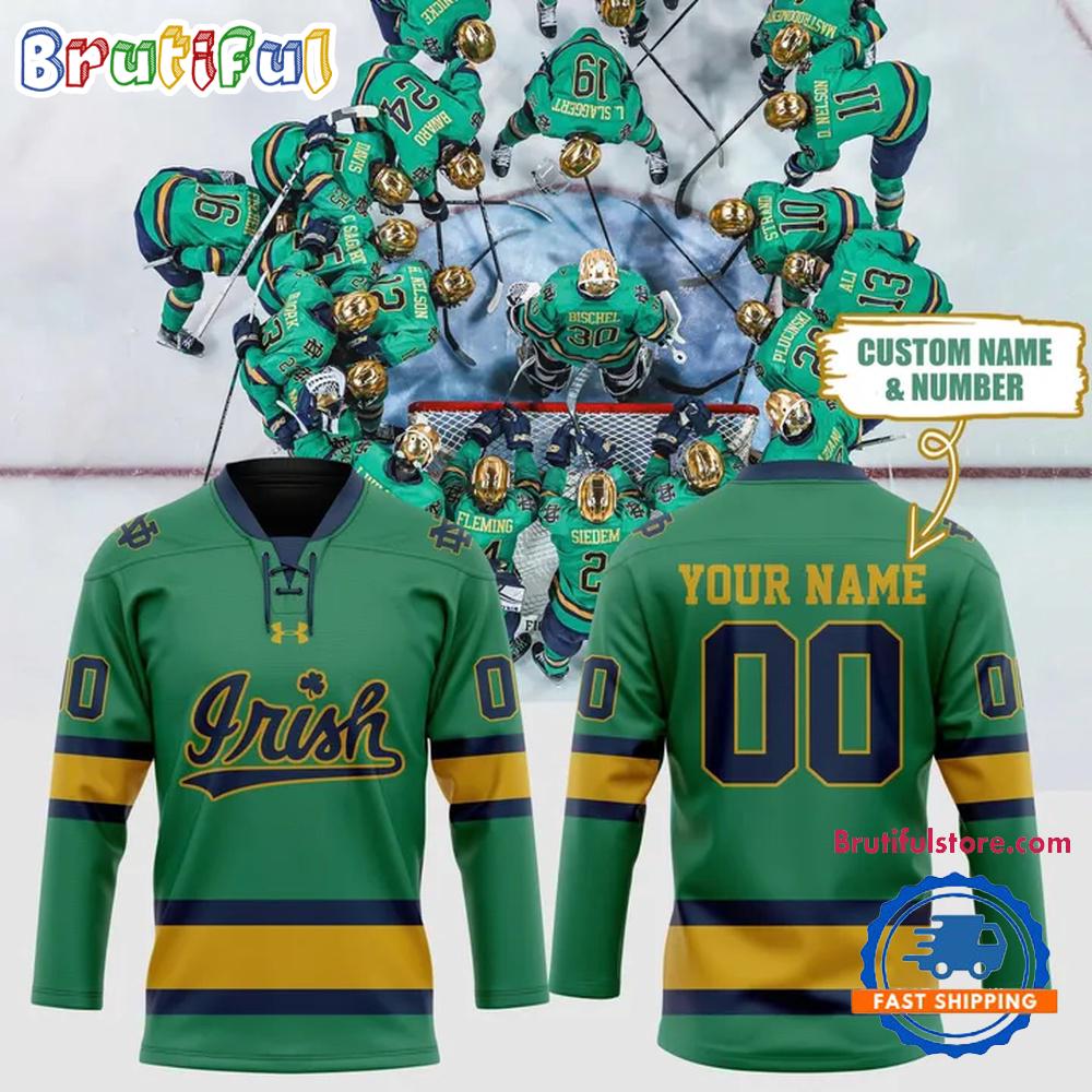 Notre Dame Special 2026 Green New Design Hockey Jersey Notre Dame Special 2026 Green New Design Hockey Jersey