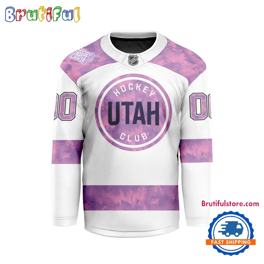 NHL Utah Hockey Club Personalized Hockey Fights Cancer Design Jersey NHL Utah Hockey Club Personalized Hockey Fights Cancer Design Jersey