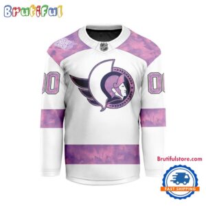 NHL Ottawa Senators Personalized Hockey Fights Cancer Design Jersey