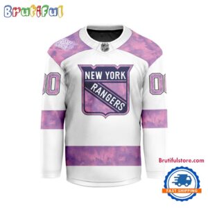 NHL New York Rangers Personalized Hockey Fights Cancer Design Jersey