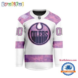 NHL Edmonton Oilers Personalized Hockey Fights Cancer Design Jersey
