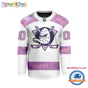 NHL Anaheim Ducks Personalized Hockey Fights Cancer Design Jersey