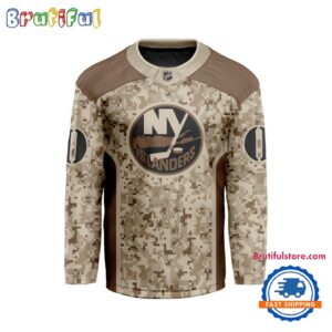 NHL New York Islanders Special Veterans Military Desert Camouflage Design Hockey Jersey