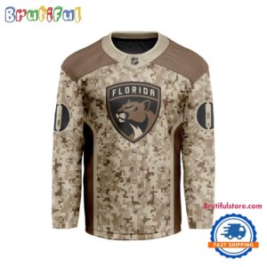 NHL Florida Panthers Special Veterans Military Desert Camouflage Design Hockey Jersey