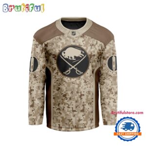 NHL Buffalo Sabres Special Veterans Military Desert Camouflage Design Hockey Jersey