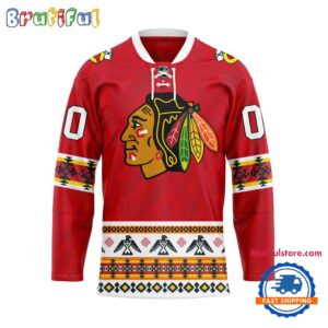 NHL Chicago Blackhawks Personalized Native American Hockey Jersey