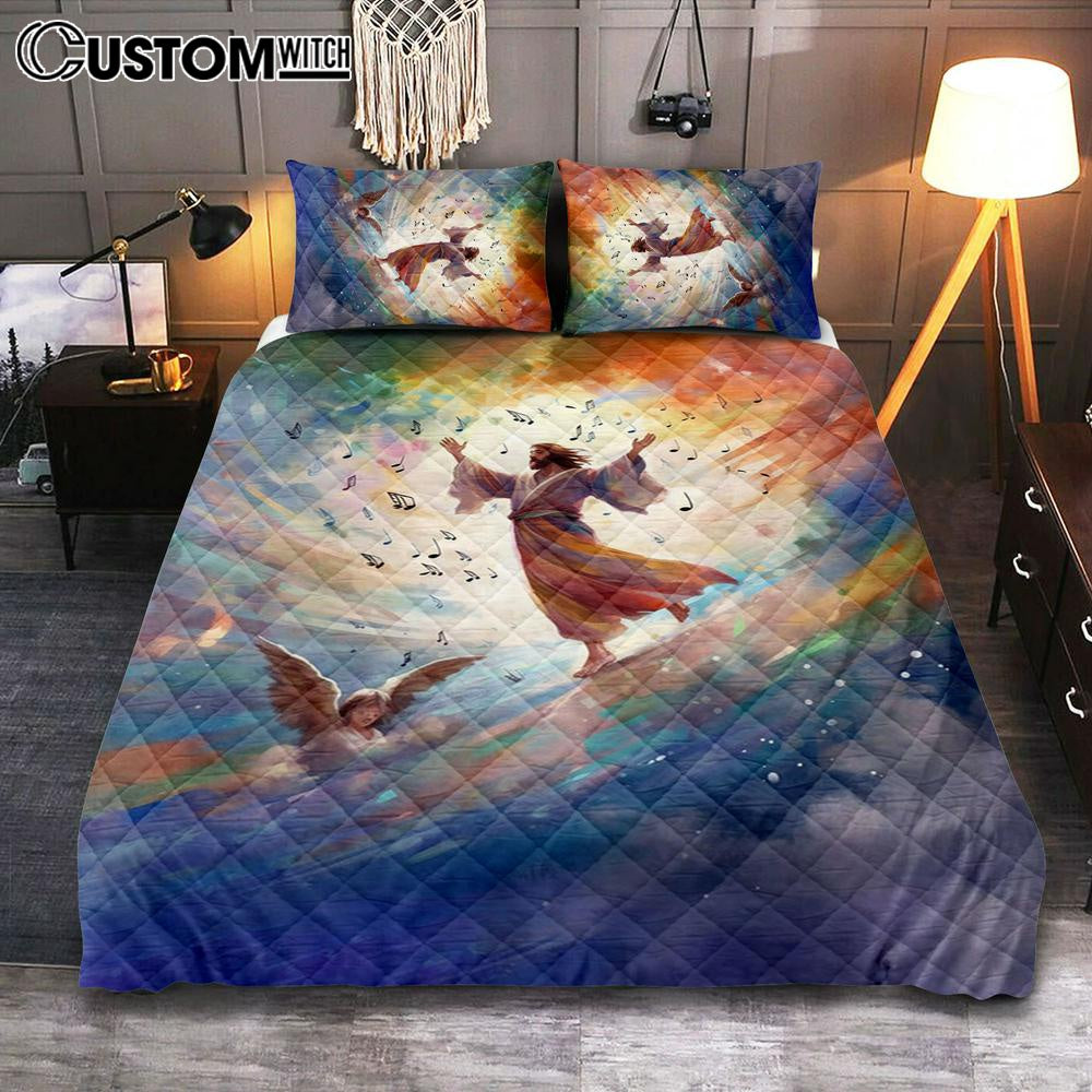 Jesus Christ Is Dancing Quilt Bedding Set Prints – Jesus Quilt Bedding Set Art – Christian Bedroom Decor Jesus Christ Is Dancing Quilt Bedding Set Prints – Jesus Quilt Bedding Set Art – Christian Bedroom Decor