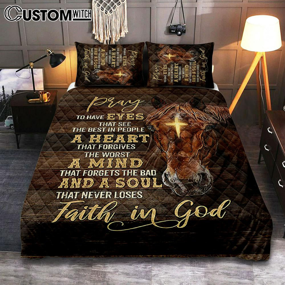 Horse Cross A Soul That Never Loses Faith In God Quilt Bedding Set Bedroom – Christian Cover Twin Bedding Quilt Bedding Set – Gift For Horse Lover Horse Cross A Soul That Never Loses Faith In God Quilt Bedding Set Bedroom – Christian Cover Twin Bedding Quilt Bedding Set – Gift For Horse Lover