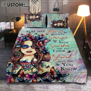 Butterfly You Are Braver Than You Believe Quilt Bedding Set Bedroom – Christian Quilt Bedding Set Prints – Bible Verse Quilt Bedding Set Art