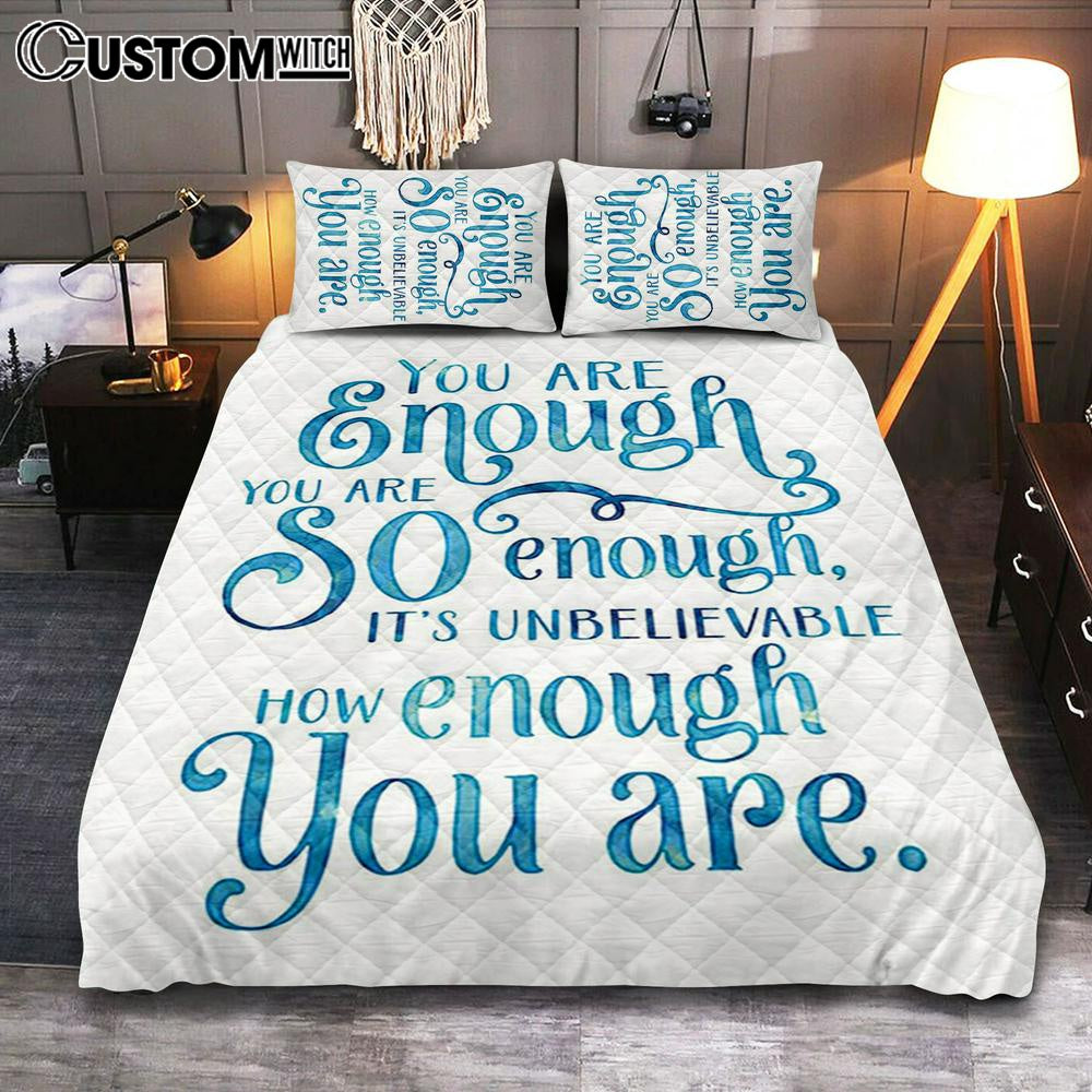 You Are Enough Motivational Quilt Bedding Set Bedroom – Christian Cover Twin Bedding Quilt Bedding Set