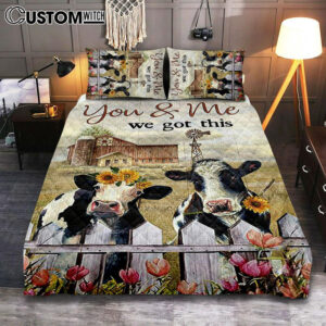 You And Me We Got This Beautiful Cow Windmill Quilt Bedding Set Print – Inspirational Quilt Bedding Set Art – Christian Bedroom Home Decor