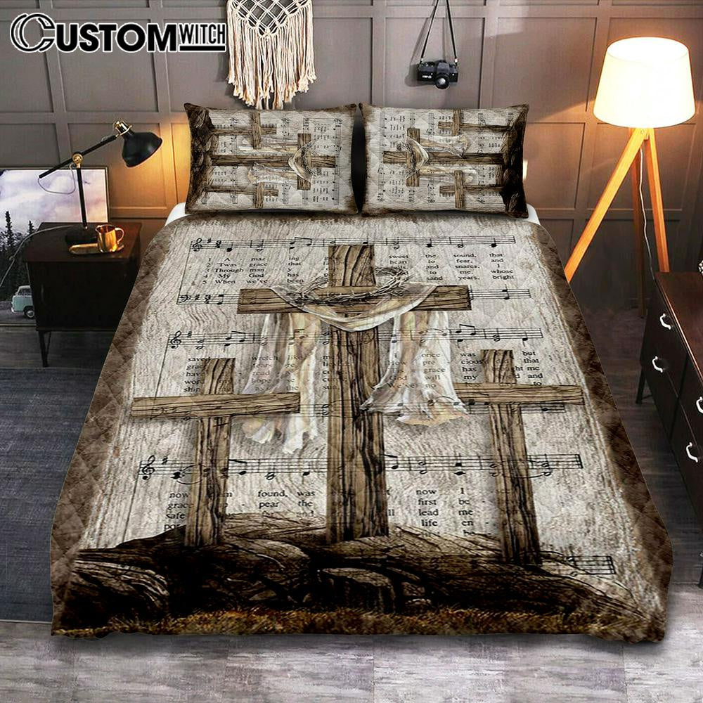 Wooden Cross Amazing Grace Lyrics Quilt Bedding Set Art – Christian Art – Bible Verse Bedroom – Religious Home Decor Wooden Cross Amazing Grace Lyrics Quilt Bedding Set Art – Christian Art – Bible Verse Bedroom – Religious Home Decor