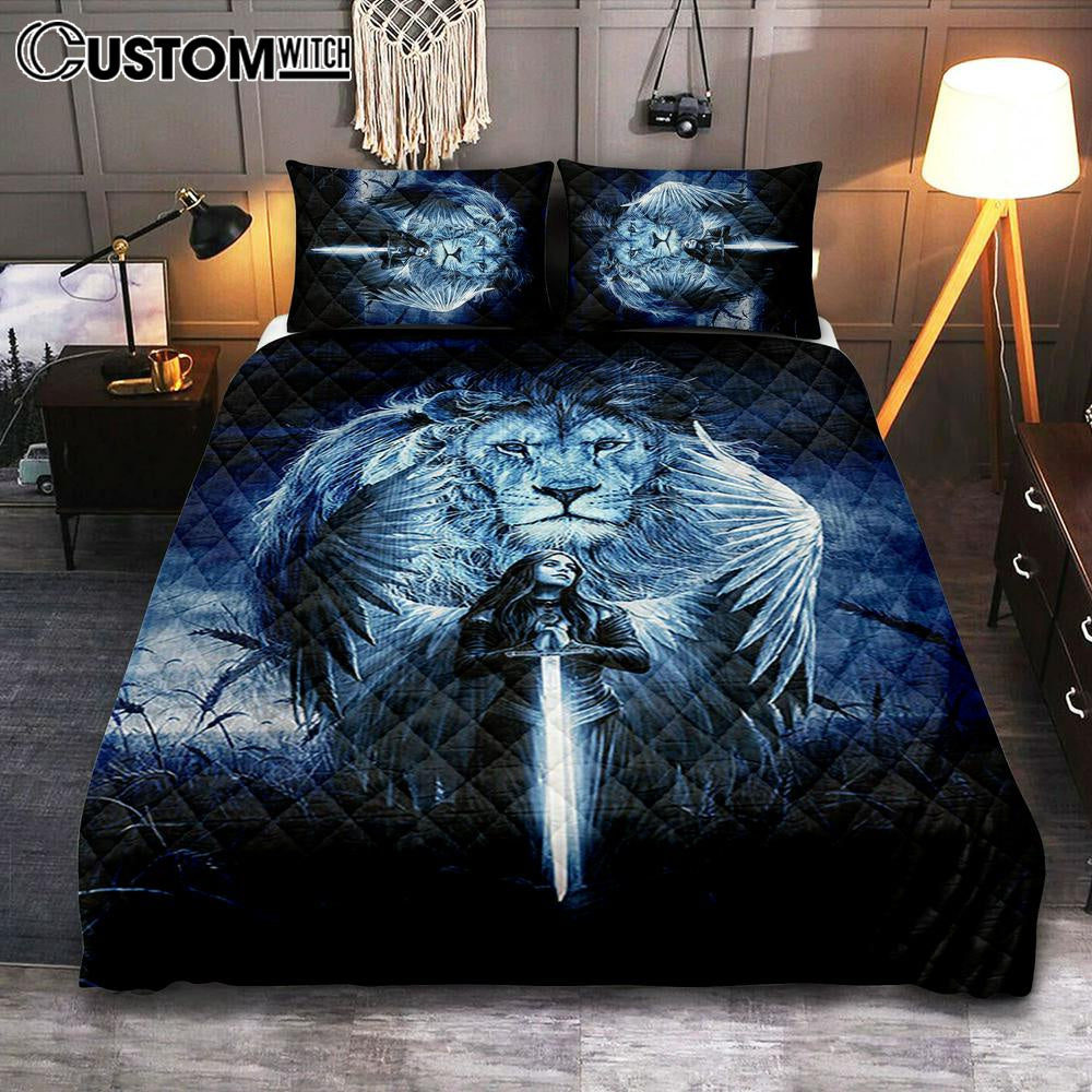 Woman Warrior Lion Of Judah Blue Night Quilt Bedding Set Print – Inspirational Quilt Bedding Set Art – Christian Bedroom Home Decor Woman Warrior Lion Of Judah Blue Night Quilt Bedding Set Print – Inspirational Quilt Bedding Set Art – Christian Bedroom Home Decor