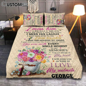 When I Simply Say I Miss Him Custom Name Quilt Bedding Set Bedroom – Christian Cover Twin Bedding Quilt Bedding Set – Religious Quilt Bedding Set Prints