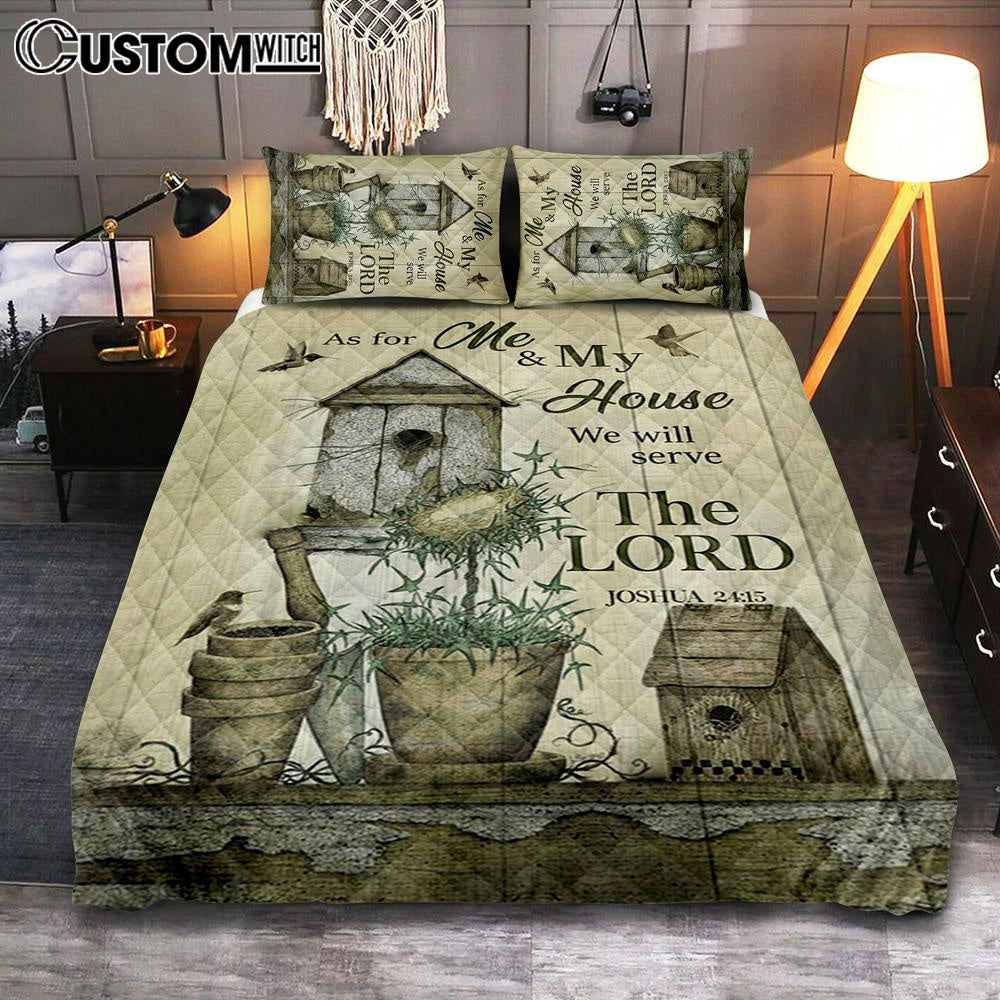 We Will Serve The Lord Quilt Bedding Set Prints – Christian Cover Twin Bedding Decor – Bible Verse Quilt Bedding Set Art