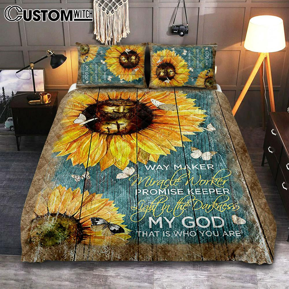 Way Maker Promise Keeper My Savior Sunflower Butterfly Quilt Bedding Set Print – Inspirational Quilt Bedding Set Art – Christian Bedroom Home Decor Way Maker Promise Keeper My Savior Sunflower Butterfly Quilt Bedding Set Print – Inspirational Quilt Bedding Set Art – Christian Bedroom Home Decor