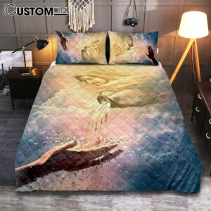 Water Of Life Jesus Quilt Bedding Set Prints – Jesus Christ Quilt Bedding Set Art – Christian Cover Twin Bedding Decor