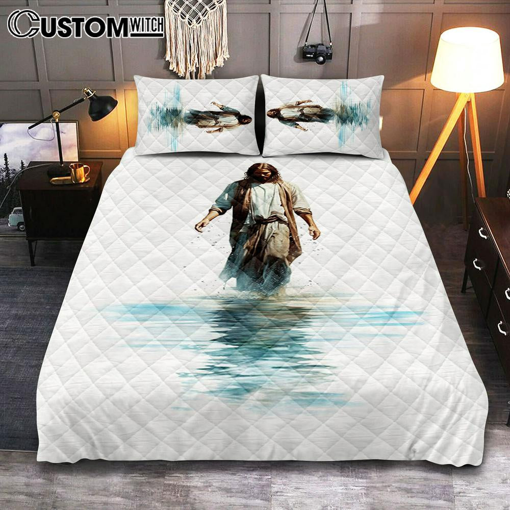 Water Color Jesus Walking On The Water Quilt Bedding Set Prints – Jesus Quilt Bedding Set Art – Christian Bedroom Decor Water Color Jesus Walking On The Water Quilt Bedding Set Prints – Jesus Quilt Bedding Set Art – Christian Bedroom Decor