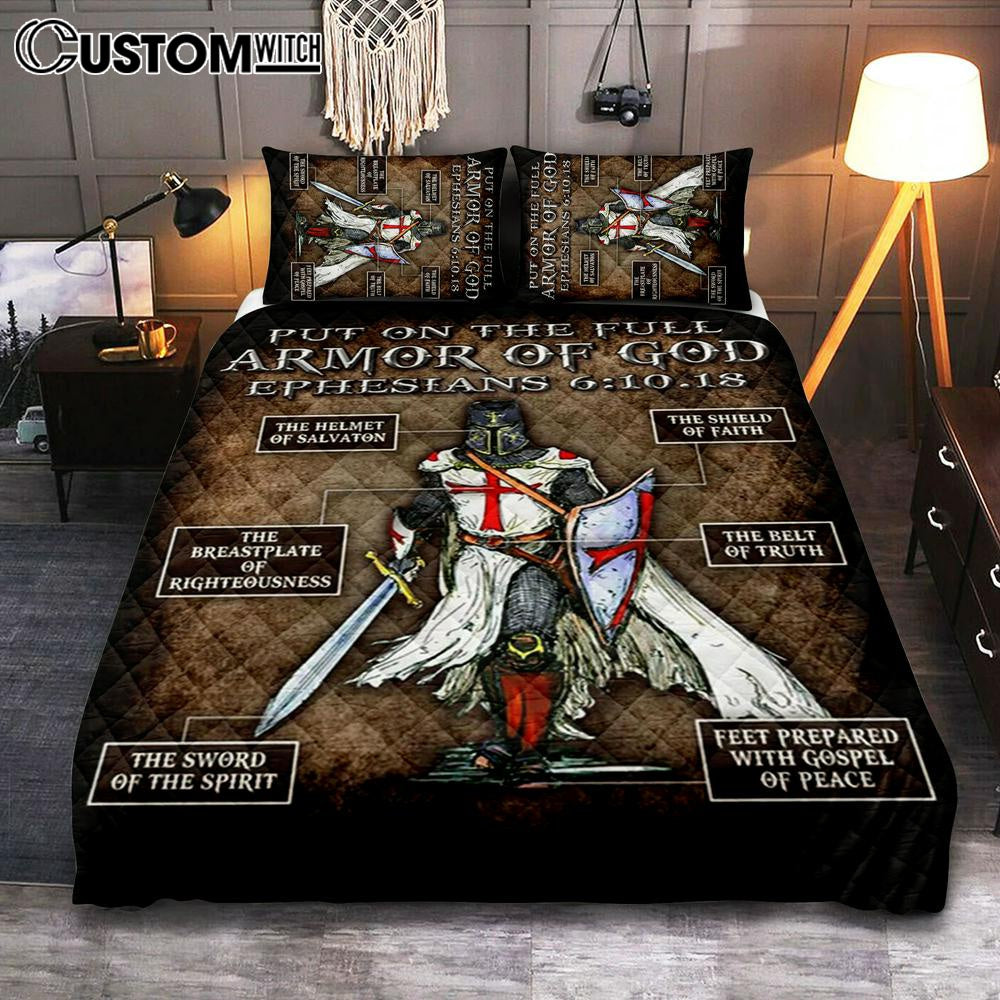 Warrior Of God Put On The Full Armor Of God Quilt Bedding Set Bedroom – Christian Home Decor – Religious Art