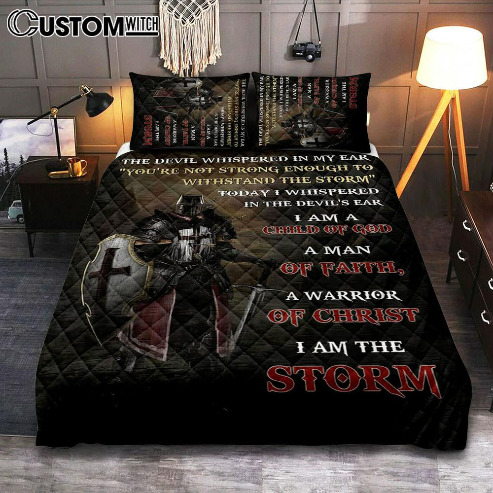 Warrior Of God I Am The Storm Quilt Bedding Set Art – Christian Art – Bible Verse Bedroom – Religious Home Decor