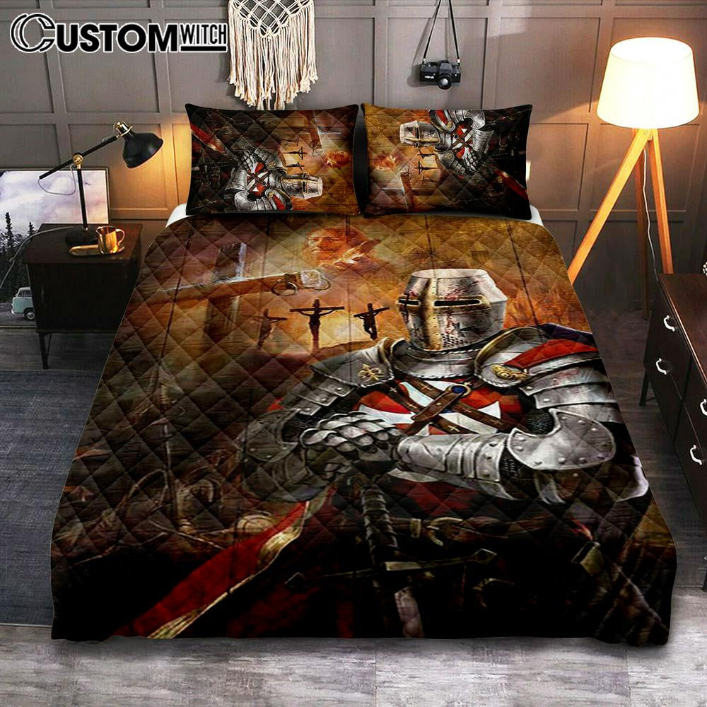 Warrior Jesus On The Cross Jesus Calls Quilt Bedding Set Print – Inspirational Quilt Bedding Set Art – Christian Bedroom Home Decor