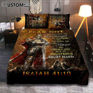 Warrior Jesus Fear Not For I Am With You Quilt Bedding Set Bedroom – Christian Quilt Bedding Set Prints – Bible Verse Quilt Bedding Set Art