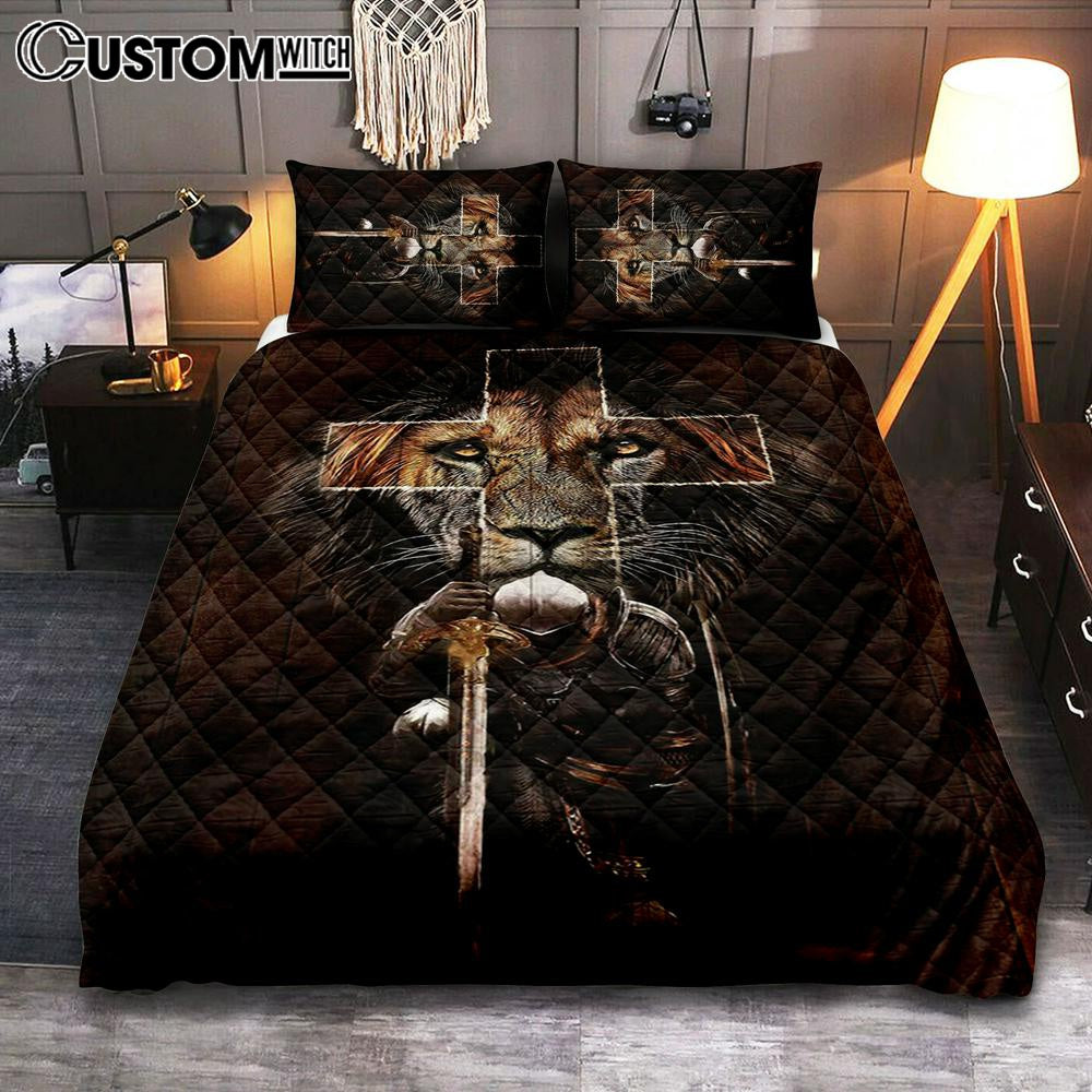 Warrior Black Lion Cross Quilt Bedding Set Art – Christian Art – Bible Verse Bedroom – Religious Home Decor Warrior Black Lion Cross Quilt Bedding Set Art – Christian Art – Bible Verse Bedroom – Religious Home Decor