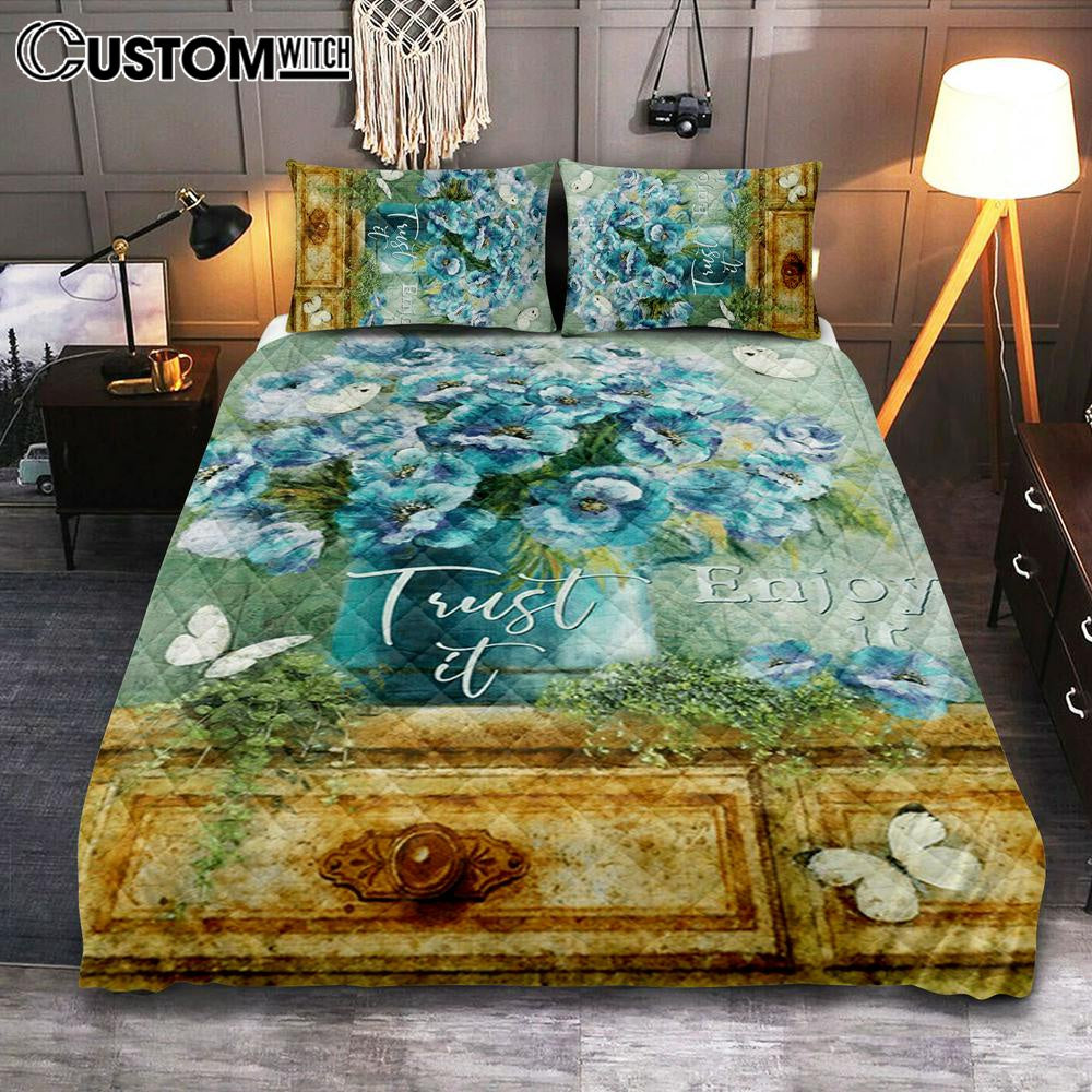 Trust It Enjoy It God Quilt Bedding Set Prints – Christian Cover Twin Bedding Decor – Bible Verse Quilt Bedding Set Art Trust It Enjoy It God Quilt Bedding Set Prints – Christian Cover Twin Bedding Decor – Bible Verse Quilt Bedding Set Art