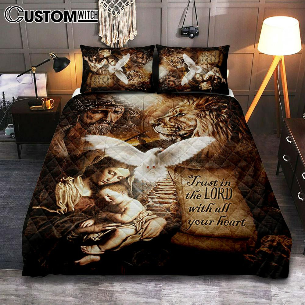 Trust In The Lord Quilt Bedding Set – The Life Of Jesus Lion Dove Quilt Bedding Set Bedroom – Bible Verse Quilt Bedding Set Art – Christian Home Decor Trust In The Lord Quilt Bedding Set – The Life Of Jesus Lion Dove Quilt Bedding Set Bedroom – Bible Verse Quilt Bedding Set Art – Christian Home Decor