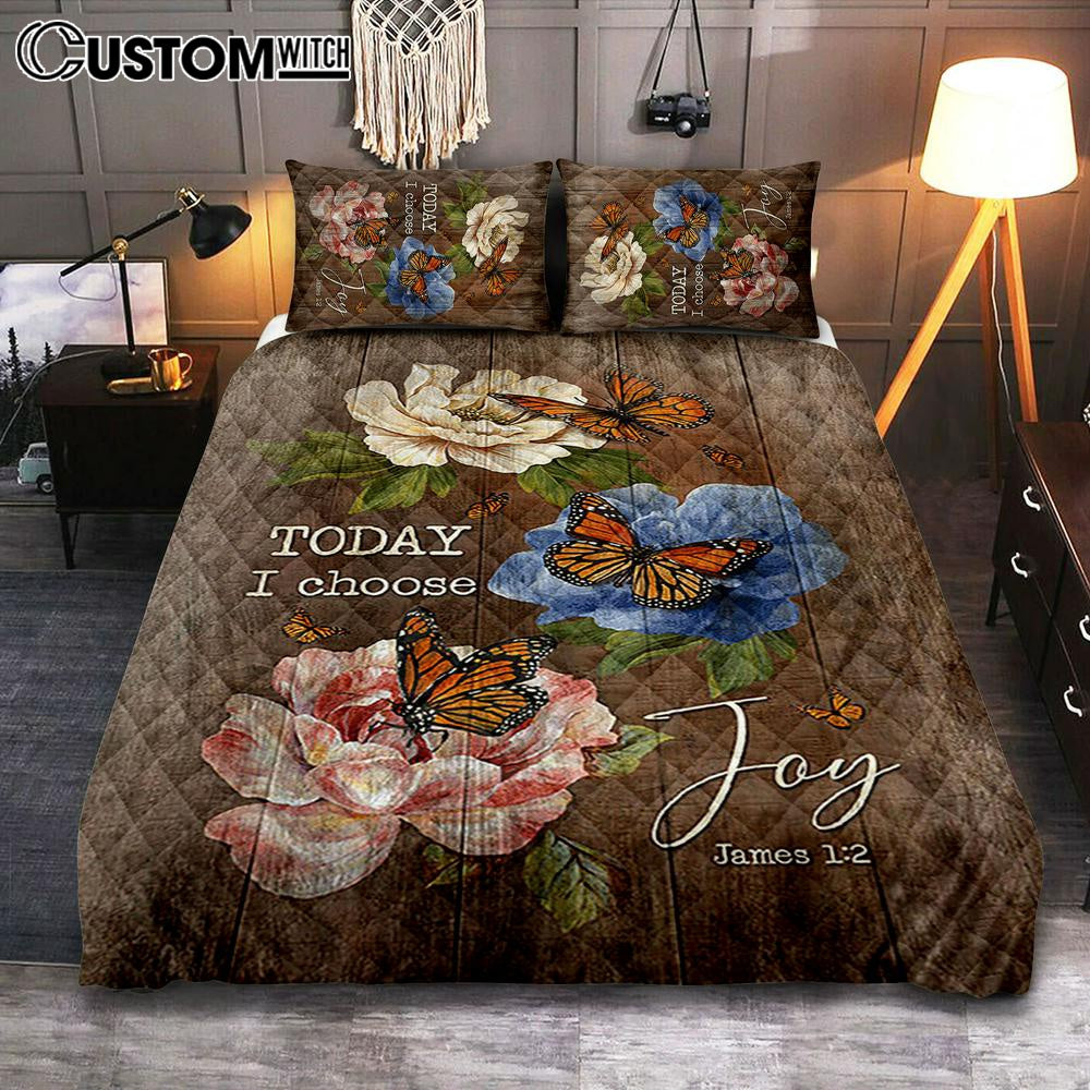 Today I Choose Joy Monarch Butterfly Camellia Quilt Bedding Set – Christian Bedroom – Religious Home Decor Today I Choose Joy Monarch Butterfly Camellia Quilt Bedding Set – Christian Bedroom – Religious Home Decor