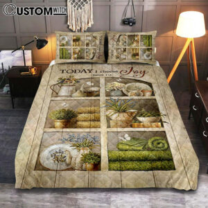 Today I Choose Joy Flower Vase White Butterfly Quilt Bedding Set Bedroom – Christian Quilt Bedding Set Prints – Bible Verse Quilt Bedding Set Art