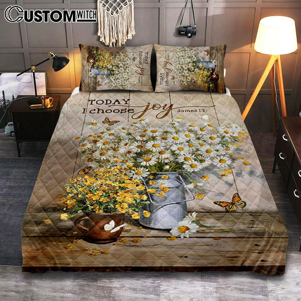 Today I Choose Joy Daisy Flower Butterfly Quilt Bedding Set Bedroom – Bible Verse Quilt Bedding Set Art – Christian Home Decor Today I Choose Joy Daisy Flower Butterfly Quilt Bedding Set Bedroom – Bible Verse Quilt Bedding Set Art – Christian Home Decor