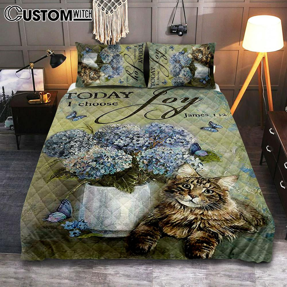 Today I Choose Joy Blue Hydrangea Pretty Cat Butterfly Quilt Bedding Set Bedroom – Bible Verse Quilt Bedding Set Art – Christian Home Decor Today I Choose Joy Blue Hydrangea Pretty Cat Butterfly Quilt Bedding Set Bedroom – Bible Verse Quilt Bedding Set Art – Christian Home Decor