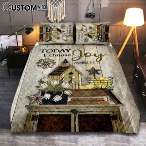 Today I Choose Joy Birdhouse Yellow Lemon Quilt Bedding Set Bedroom – Bible Verse Quilt Bedding Set Art – Christian Home Decor