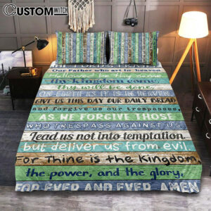 The Lords Prayer Quilt Bedding Set Bedroom – Rustic Religious Cover Twin Bedding Decor – Christian Quilt Bedding Set Bedroom Decor