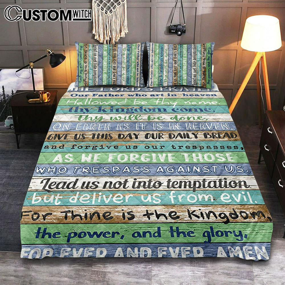 The Lords Prayer Quilt Bedding Set Bedroom – Rustic Religious Cover Twin Bedding Decor – Christian Quilt Bedding Set Bedroom Decor