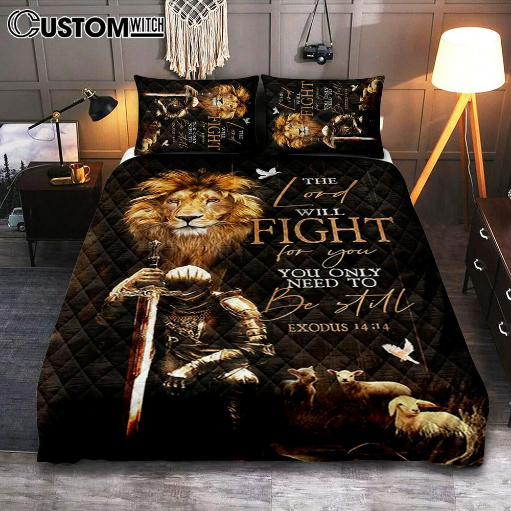 The Lord Will Fight For You Quilt Bedding Set – Knight Of The God Lion Of Judah Quilt Bedding Set Bedroom – Christian Home Decor The Lord Will Fight For You Quilt Bedding Set – Knight Of The God Lion Of Judah Quilt Bedding Set Bedroom – Christian Home Decor
