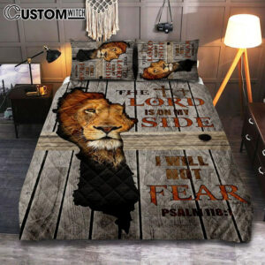 The Lord Is On My Side I Will Not Fear Quilt Bedding Set Bedroom – Christian Cover Twin Bedding Quilt Bedding Set – Religious Quilt Bedding Set Prints