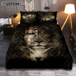 The Lion Of Judah And Lamb Quilt Bedding Set – Christian Bedroom – Religious Home Decor
