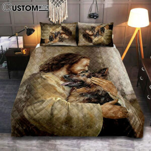 The Life Of Jesus German Shepherd Dog Dog Lover Quilt Bedding Set Bedroom – Bible Verse Quilt Bedding Set Art – Christian Home Decor