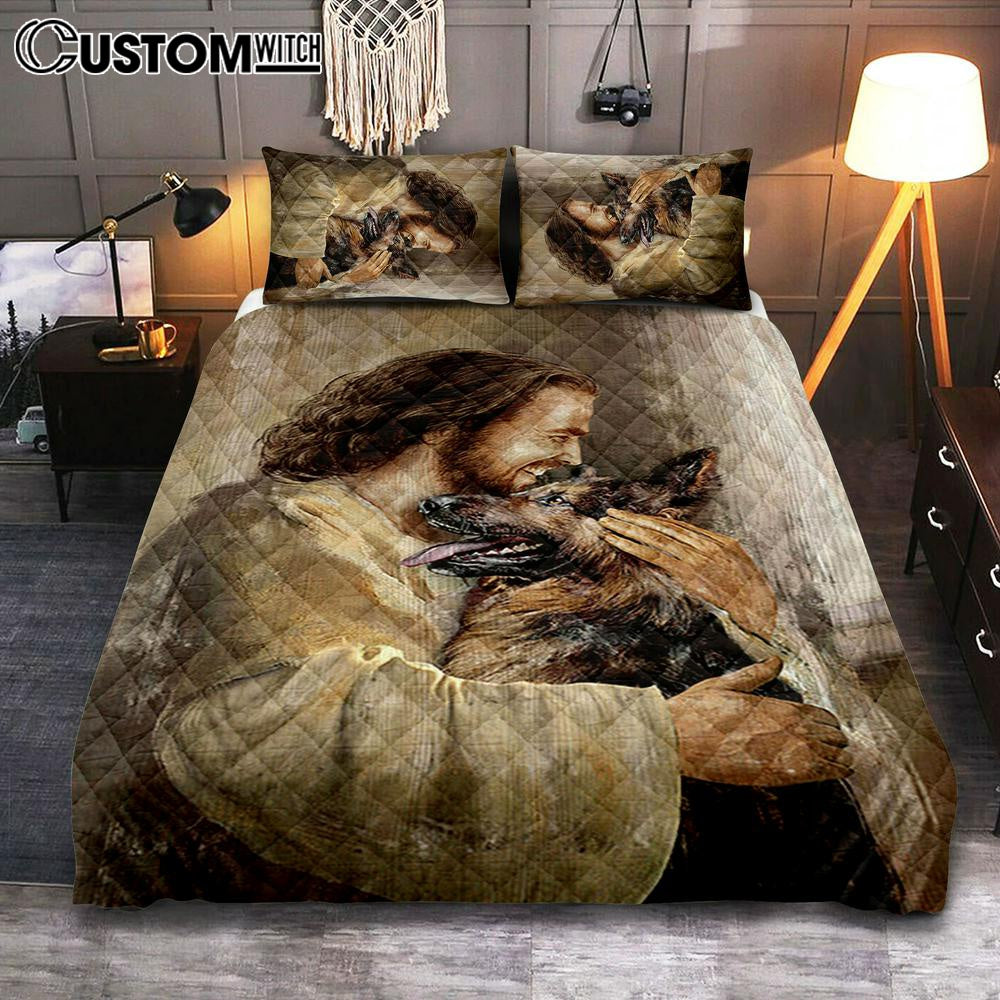 The Life Of Jesus German Shepherd Dog Dog Lover Quilt Bedding Set Bedroom – Bible Verse Quilt Bedding Set Art – Christian Home Decor