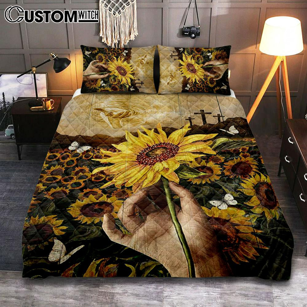 The Hand Of God Sunflower Field White Butterfly Quilt Bedding Set Art – Christian Art – Bible Verse Bedroom – Religious Home Decor The Hand Of God Sunflower Field White Butterfly Quilt Bedding Set Art – Christian Art – Bible Verse Bedroom – Religious Home Decor