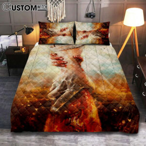 The Hand Of God Jesus Quilt Bedding Set Prints – Jesus Christ Quilt Bedding Set Art – Christian Cover Twin Bedding Decor